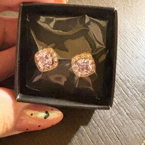 Love At First Sight CZ Stud Earrings -Rose Goldtone